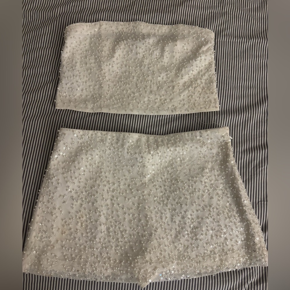 Abercrombie & Fitch White Beaded Skirt Set